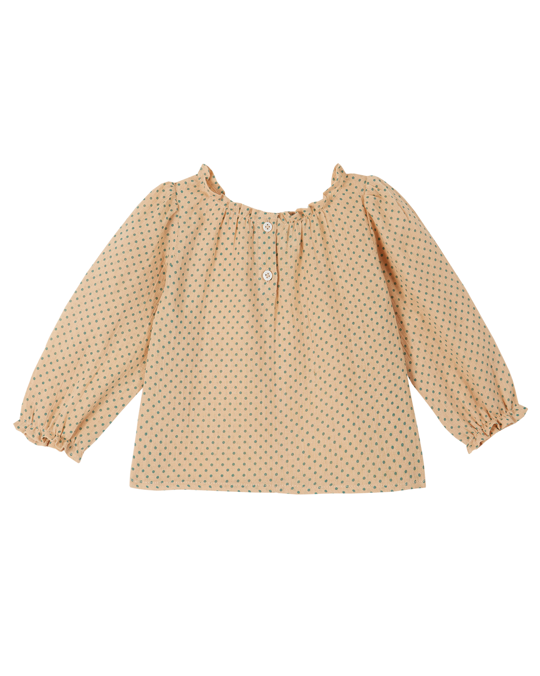 Blouse coton beige pois vert