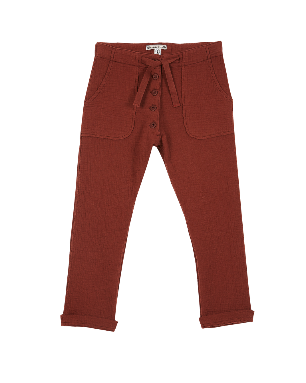 Brown cotton gauze pants