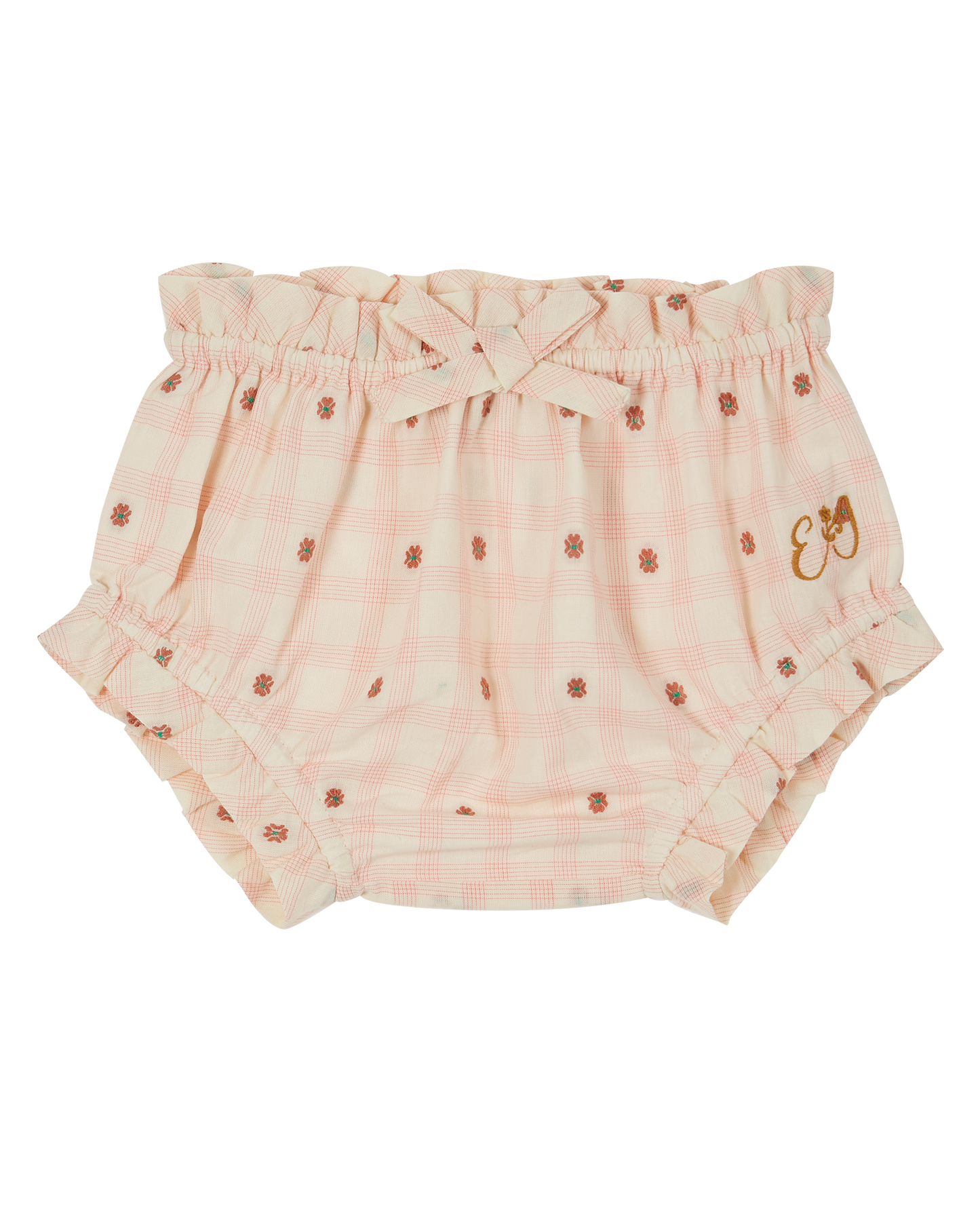 Pink flower check cotton bloomers