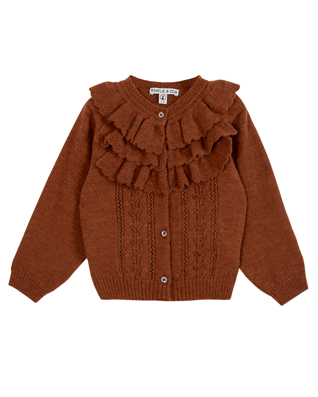 Cardigan volanté caramel
