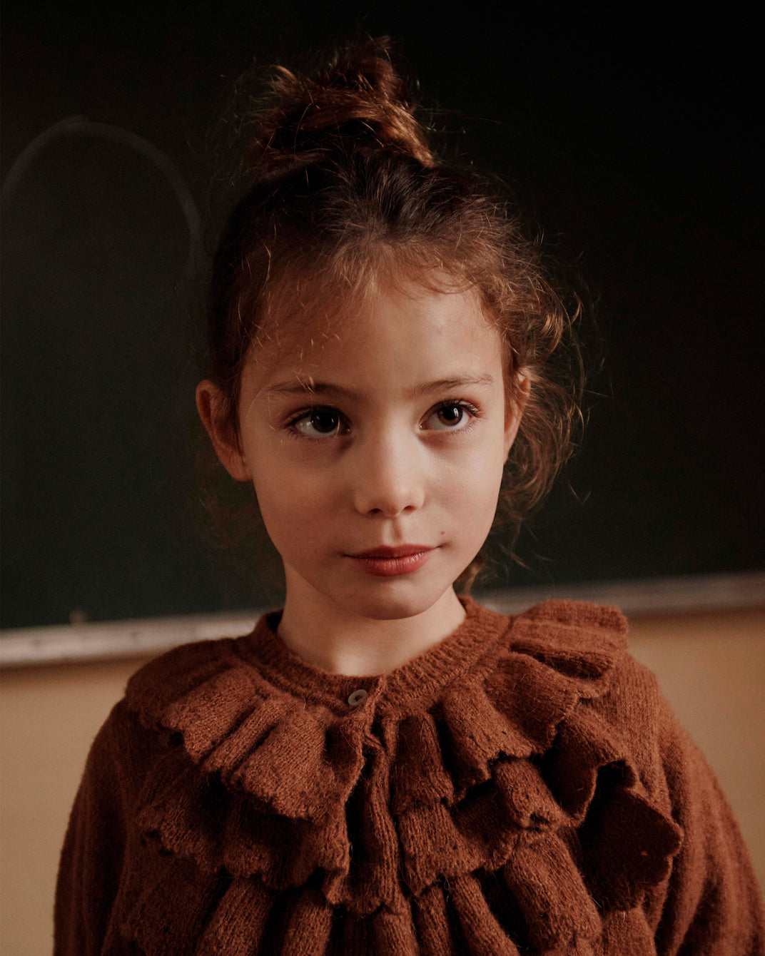 Cardigan volanté caramel