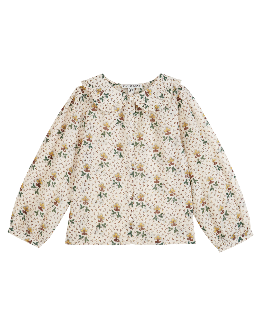 Blouse col festonné agate beige clair