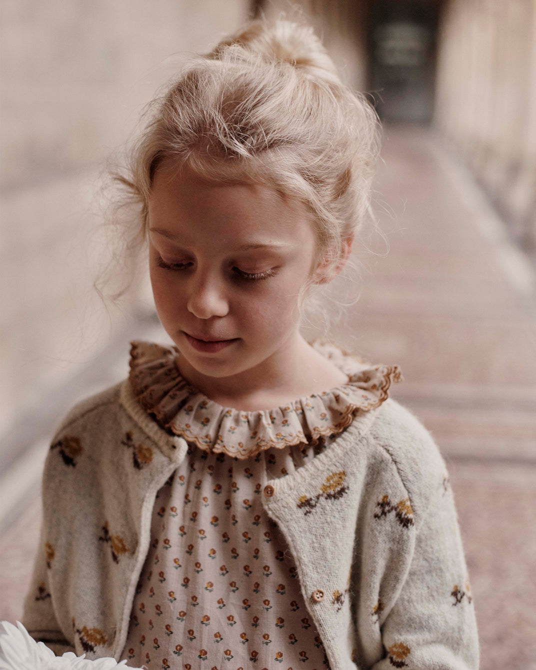 Blouse collerette marceau beige