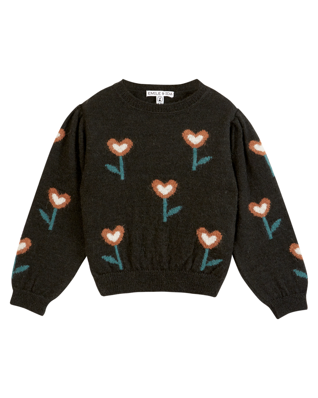 Pull fille tulipe bitume