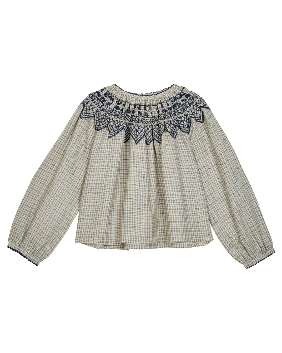Blouse col brodé Caroline marine