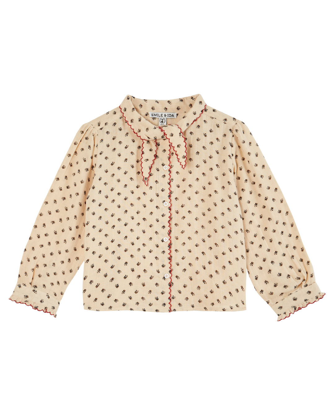 Blouse col noué chardon beige
