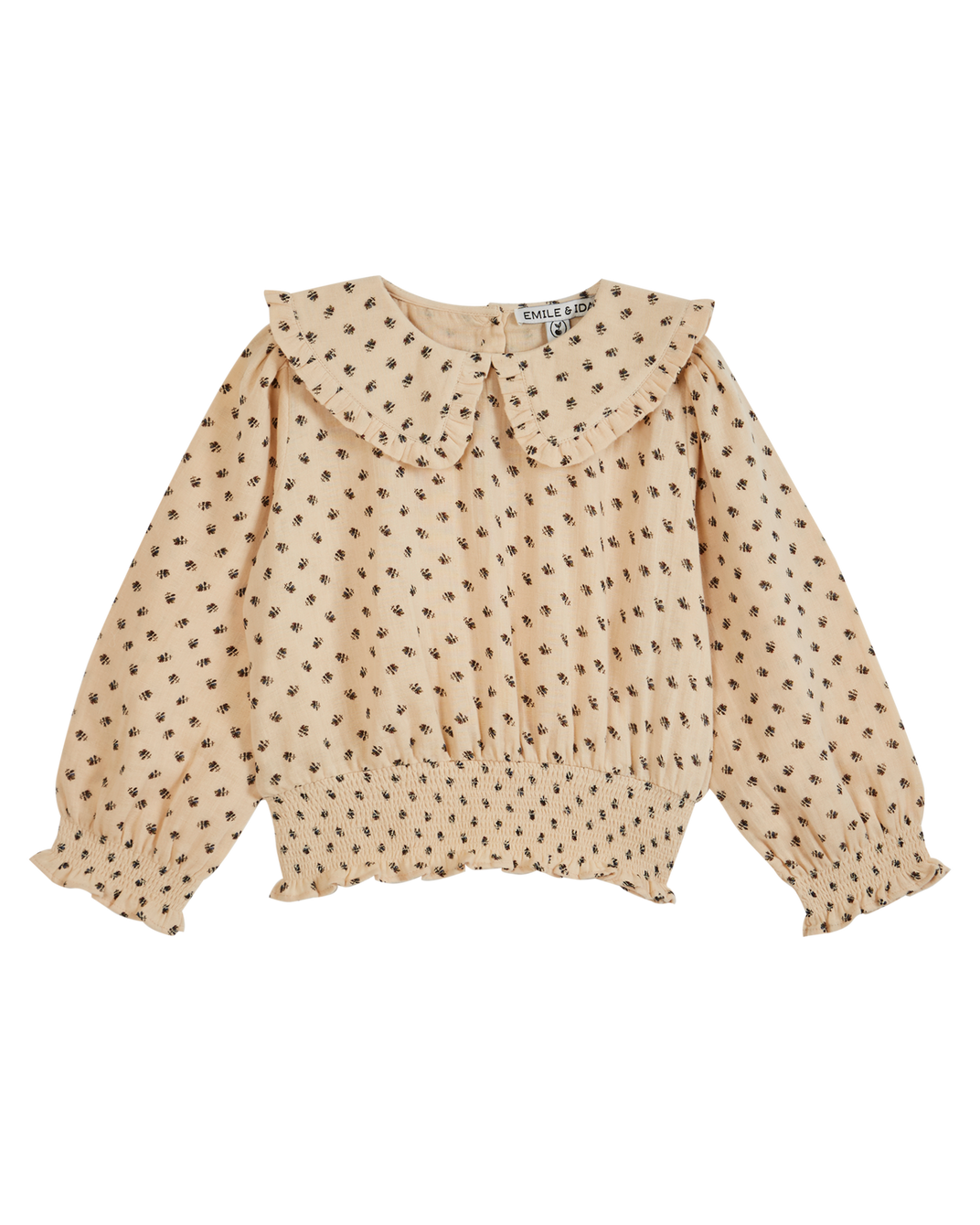 Blouse grand col chardon beige