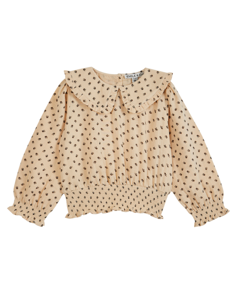 Blouse grand col chardon beige