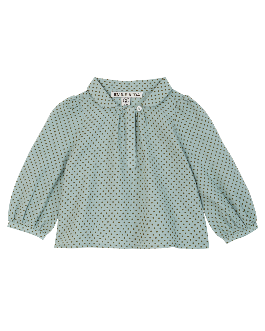 Blouse col claudine pois céladon