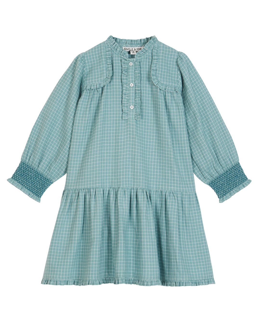 Robe carreaux Félicie céladon