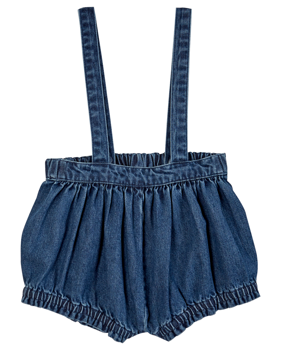 Short à bretelles denim bleu foncé