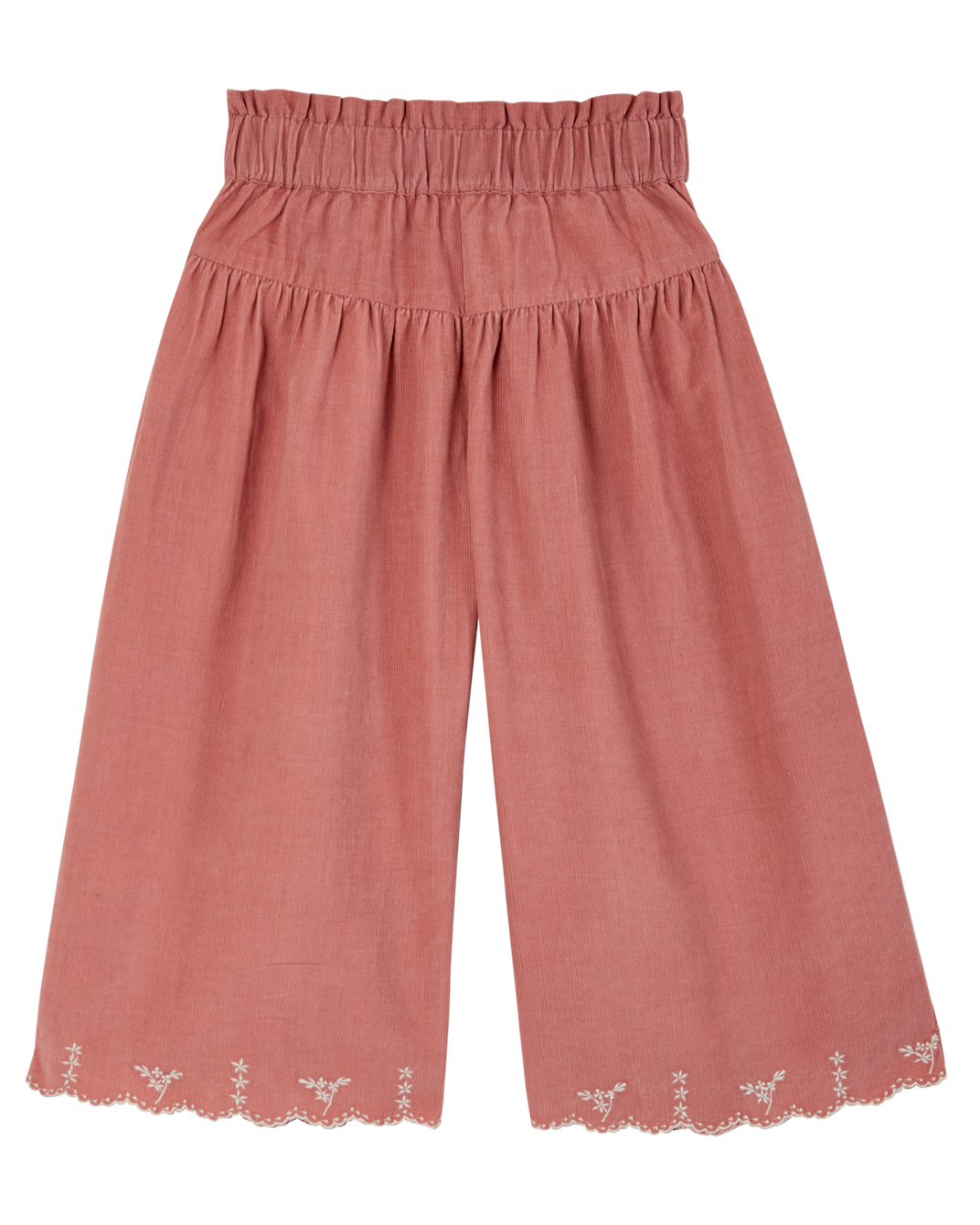 Pantalon brodé velours rose