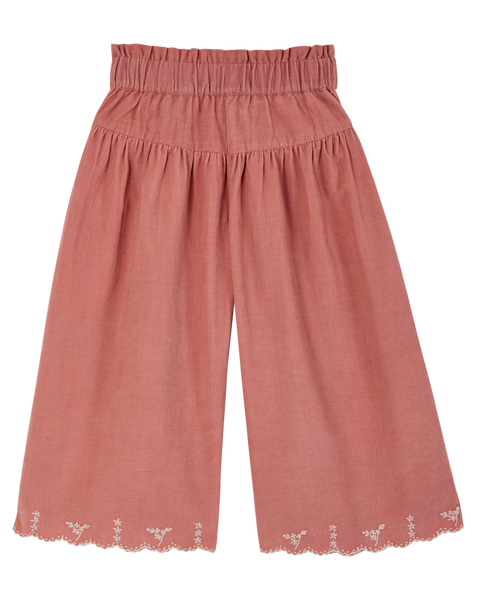 Pantalon brodé velours rose