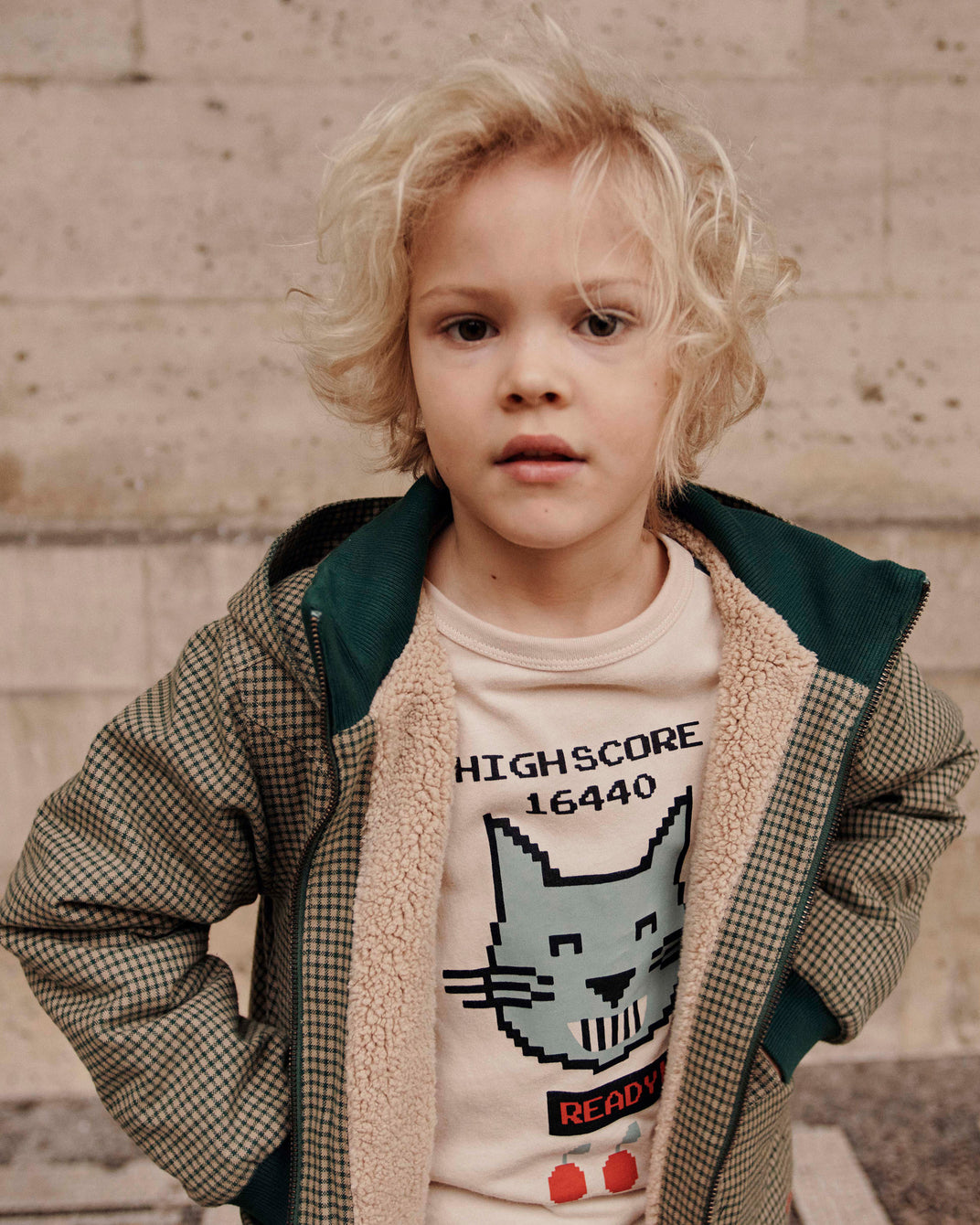 Blouson carreaux doublé Denise vert