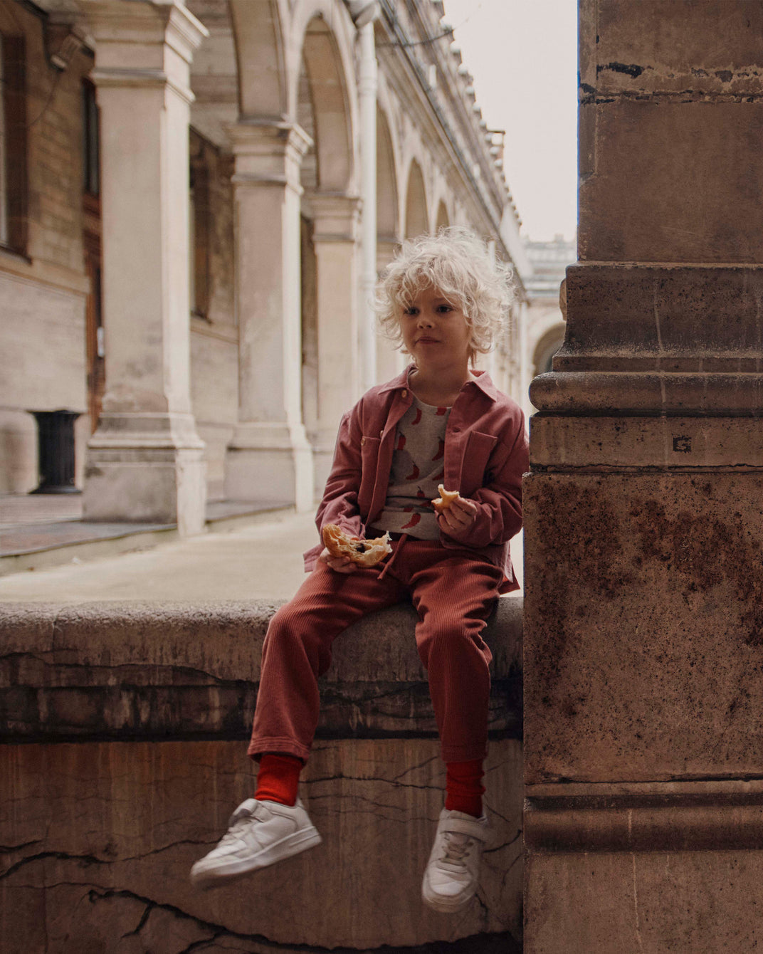 Chemise velours rose flamingo