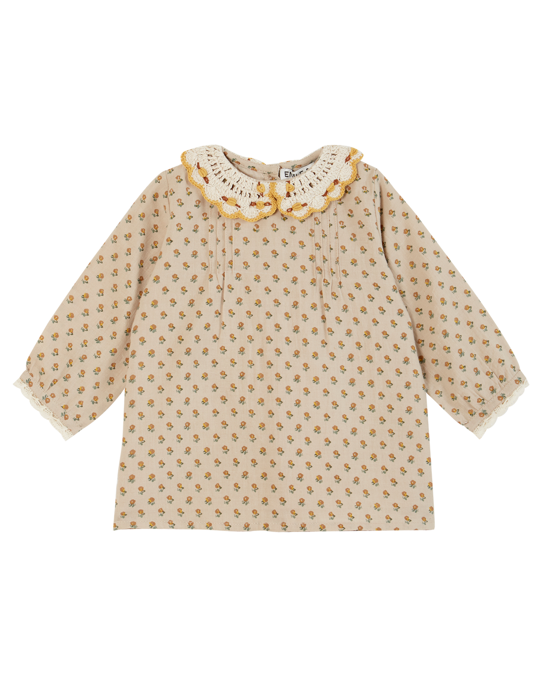 Robe bébé col crochet marceau beige