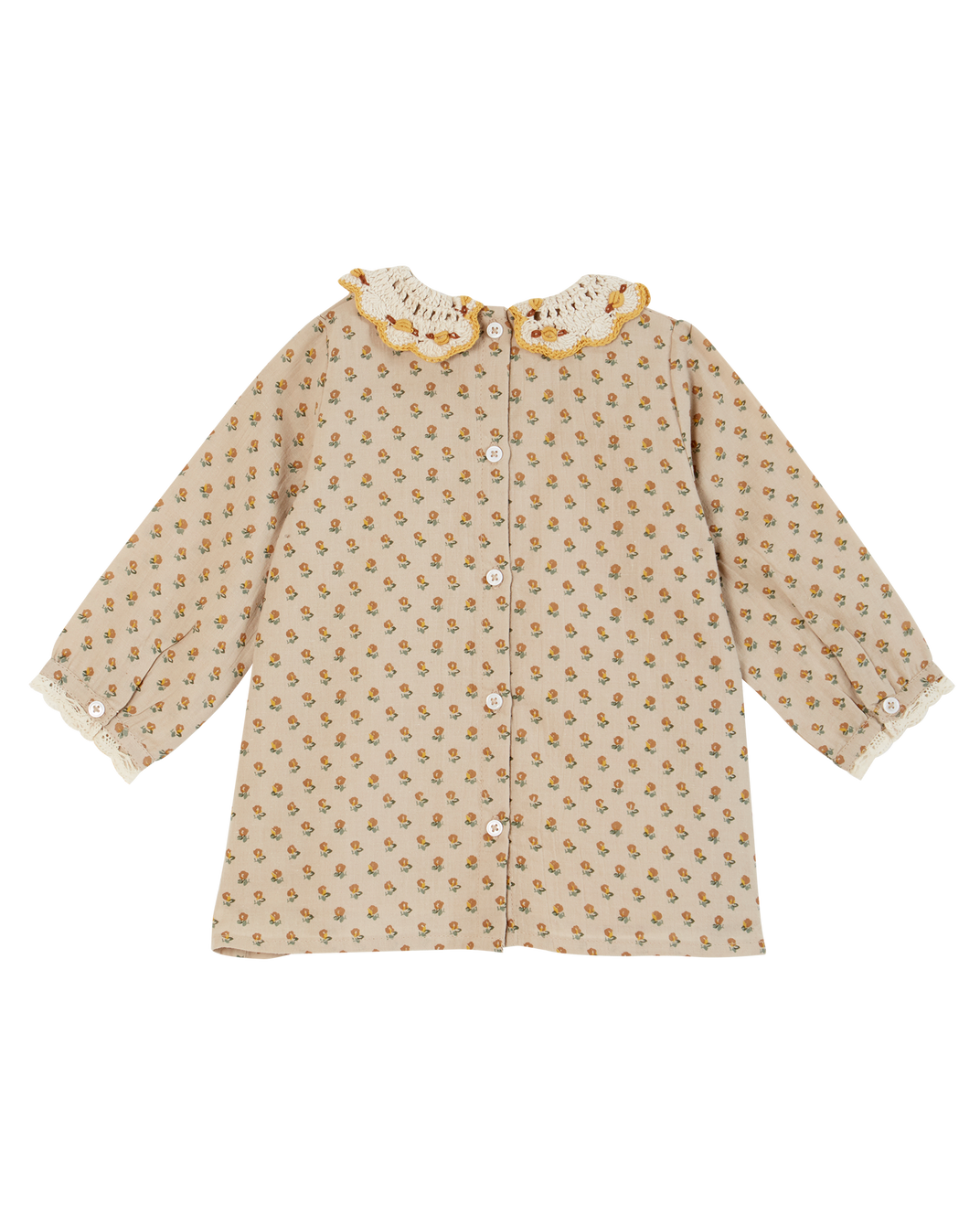Robe bébé col crochet marceau beige