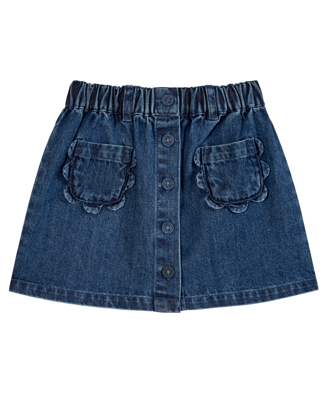 Mini-jupe coton denim bleu