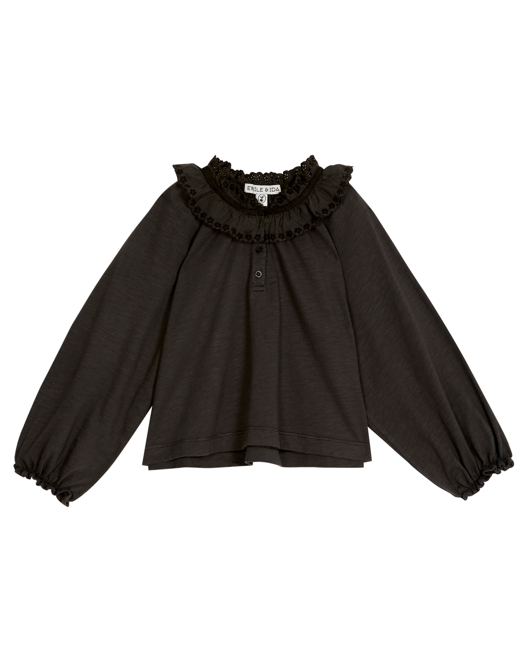 Blouse fille fronces coton bio bitume