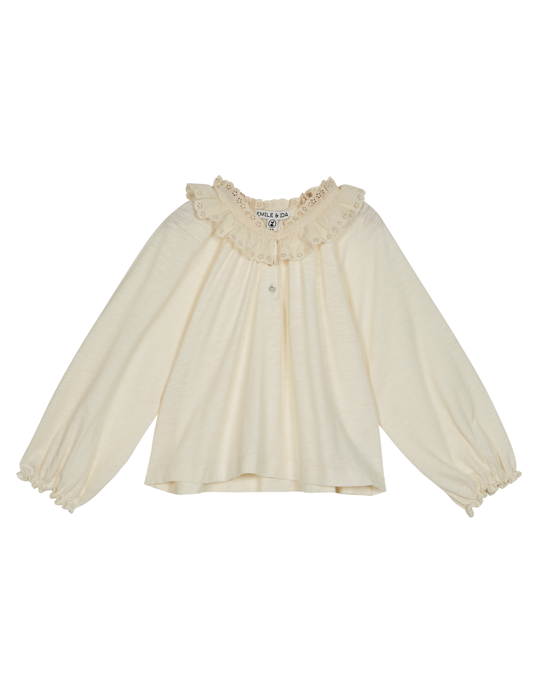 Blouse fille fronces coton bio écru