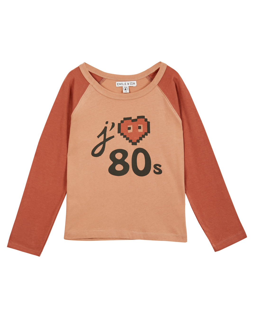 T-shirt bicolore coton bio vieux rose et rouge