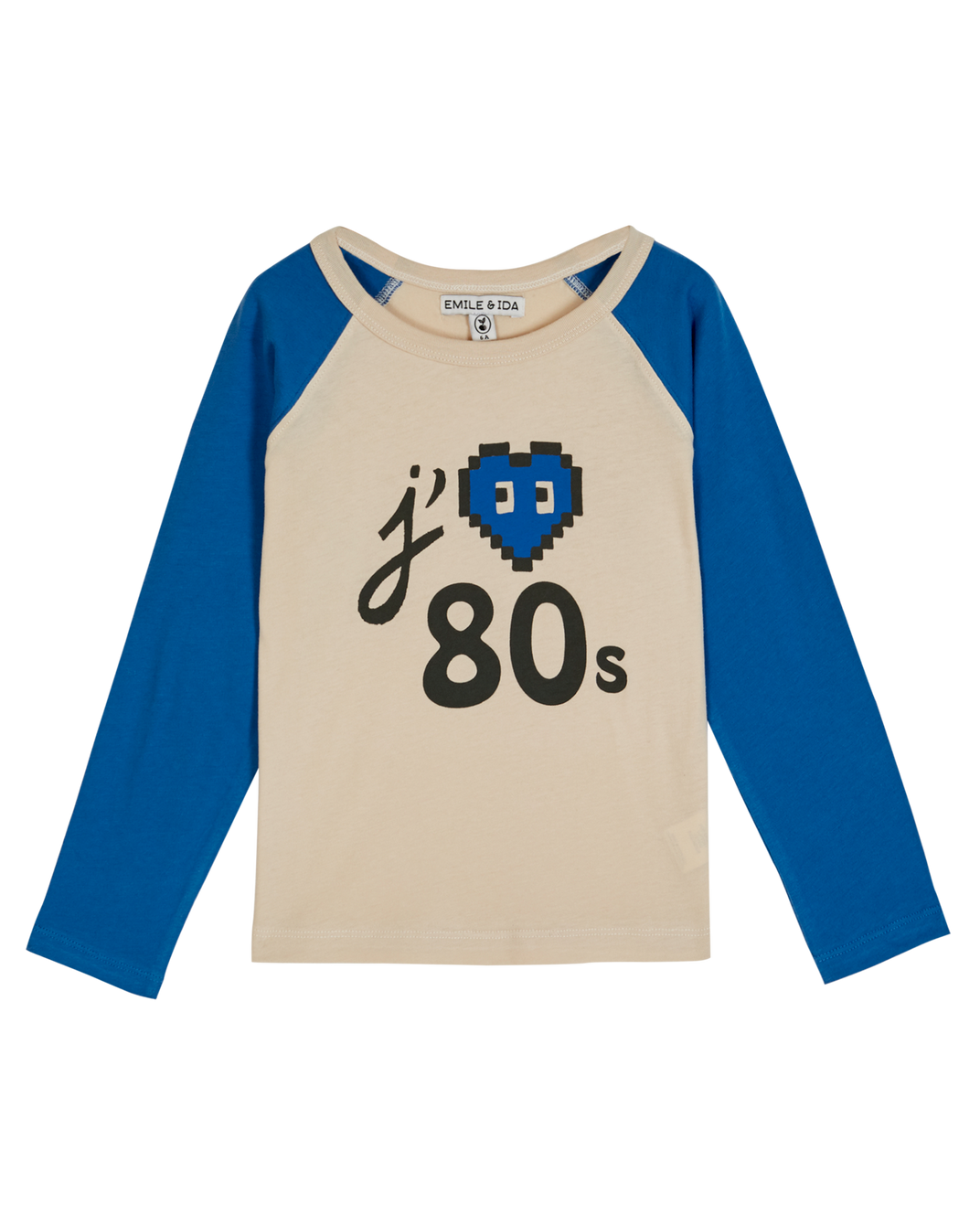 T-shirt bicolore coton bio écru et bleu