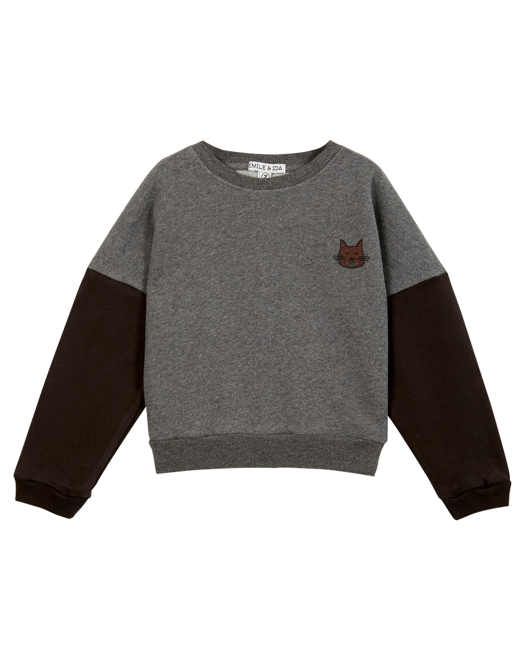 Sweat bicolore coton bio gris chiné foncé