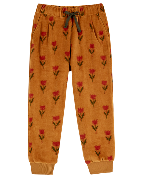 Jogger tulipe joyeuse velours marron