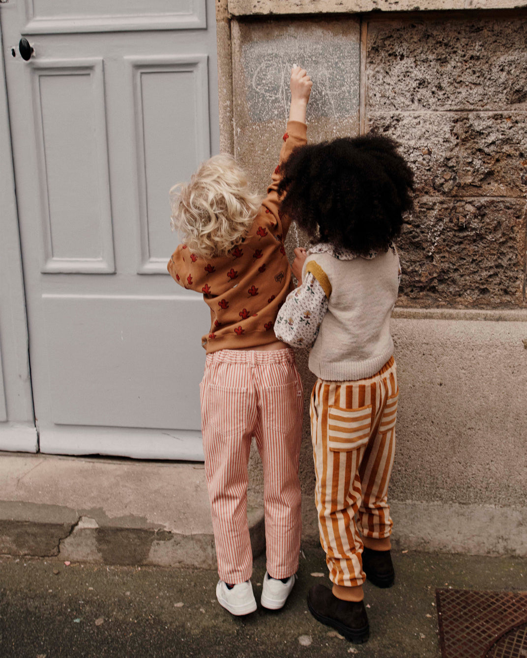 Jogger rayures velours macadamia