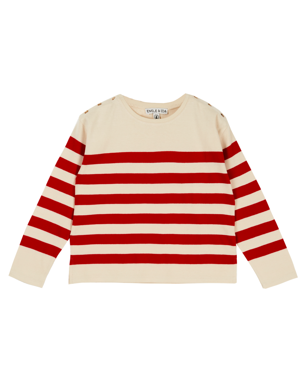 T-shirt marinière rouge et écru