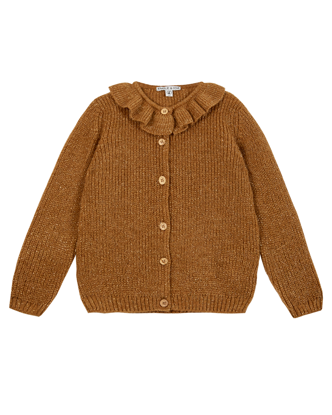 Cardigan collerette lurex marron