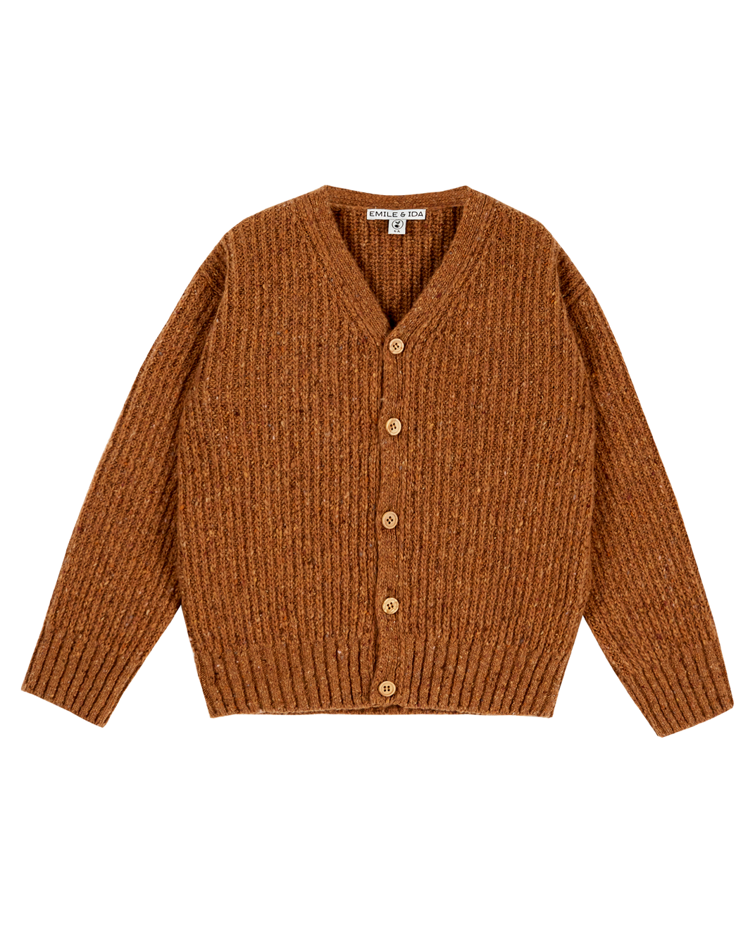 Cardigan enfant laine recyclée caramel