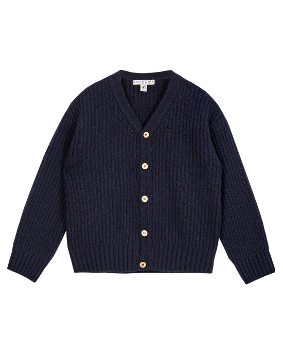 emile et ida Cardigan enfant laine recyclée marine