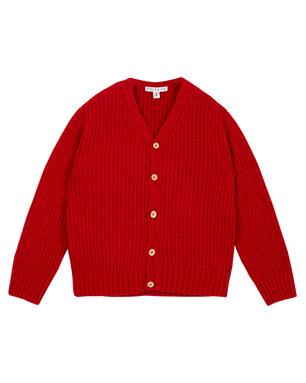 Cardigan enfant laine recyclée rouge