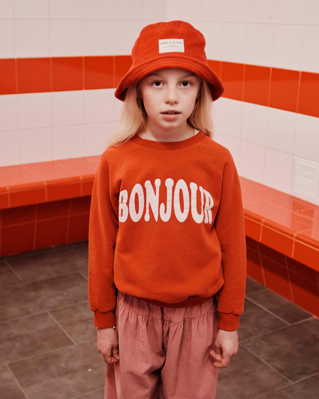 Bob enfant velours rouge