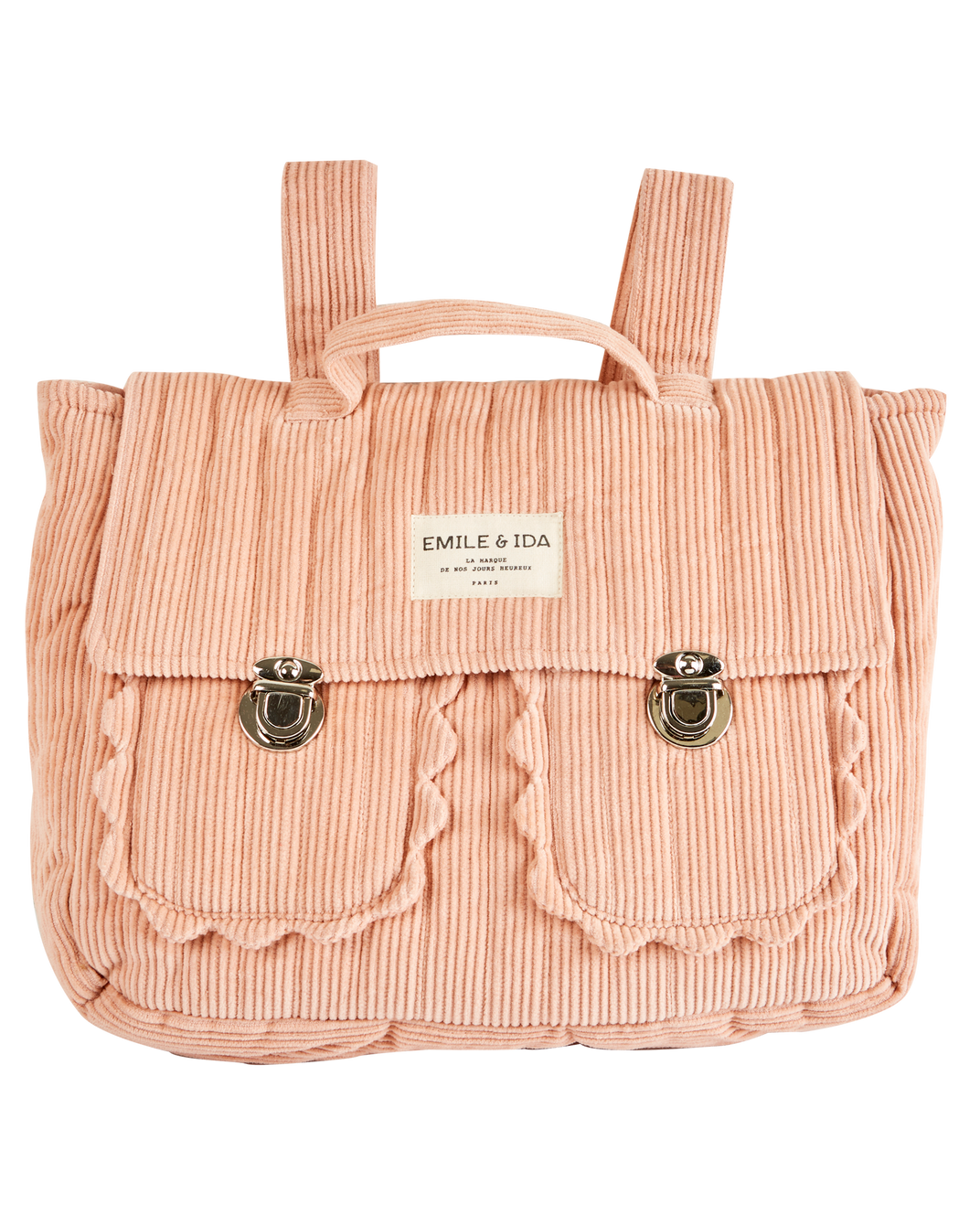 Cartable velours pivoine