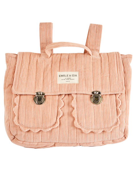Cartable velours pivoine