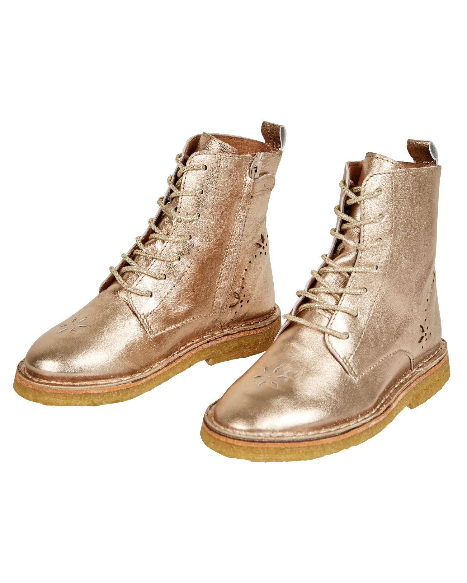 Boots lacets cuir dor