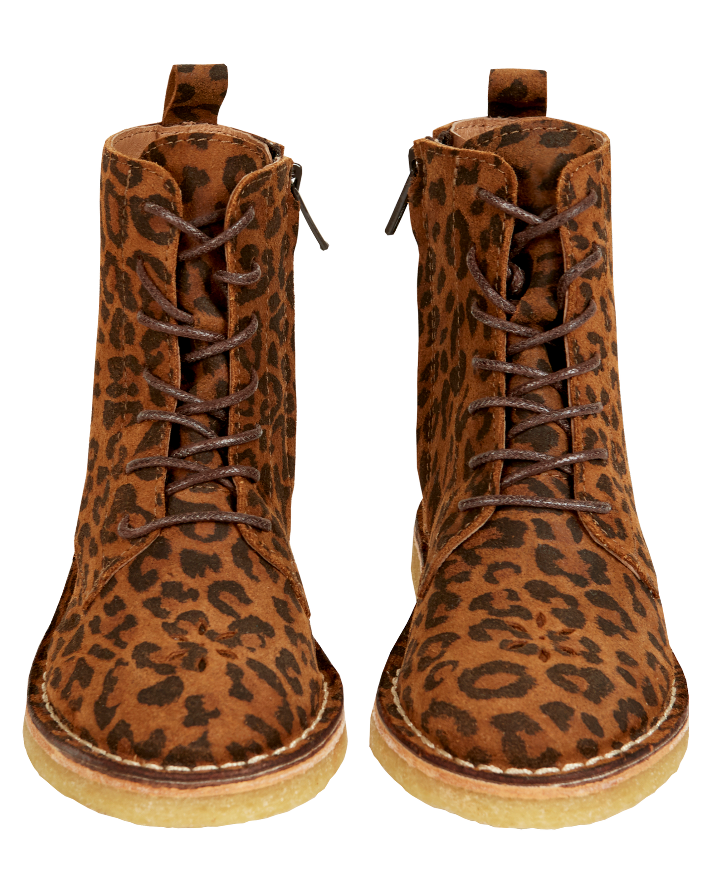 Boots à lacets cuir léopard brun