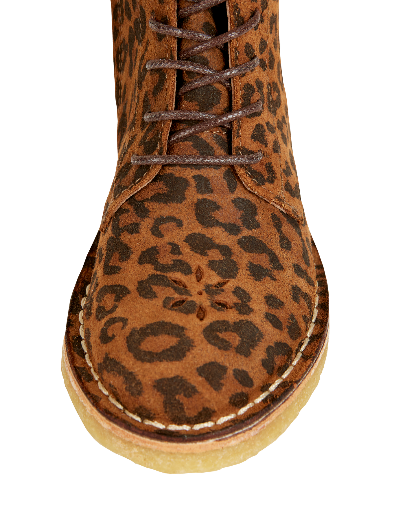 Boots à lacets cuir léopard brun