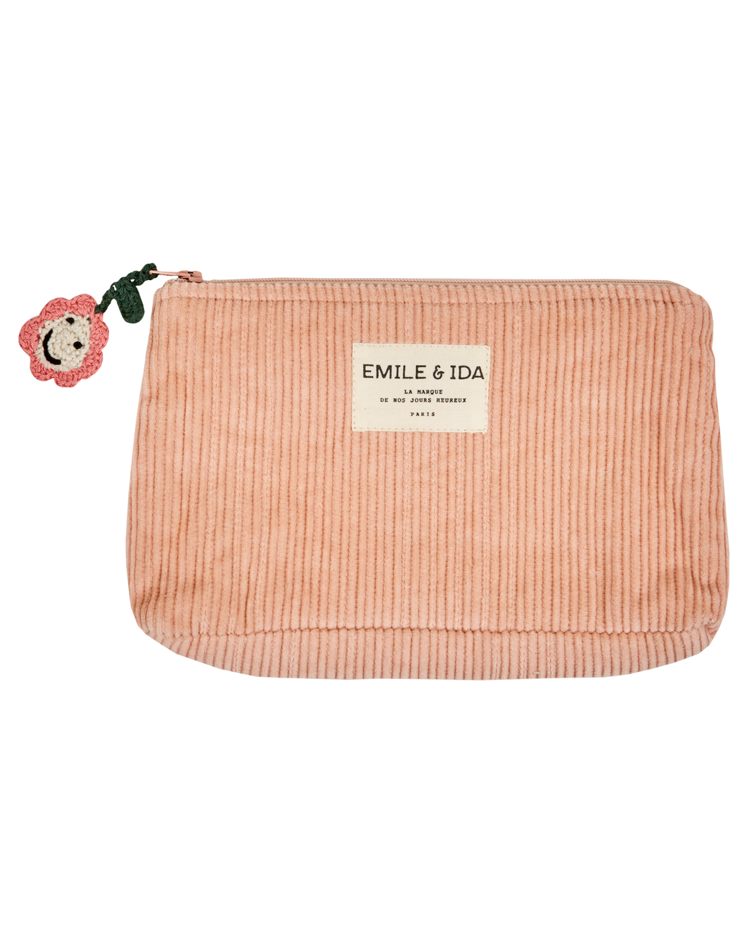 Trousse velours pivoine