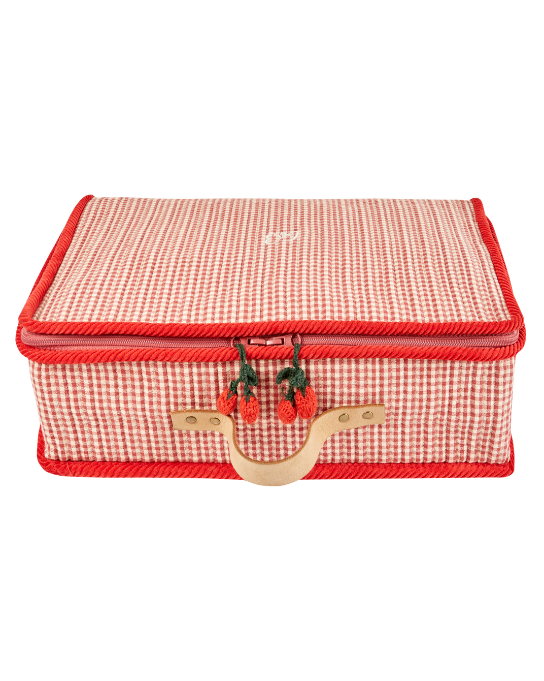 Valise coton vichy framboise