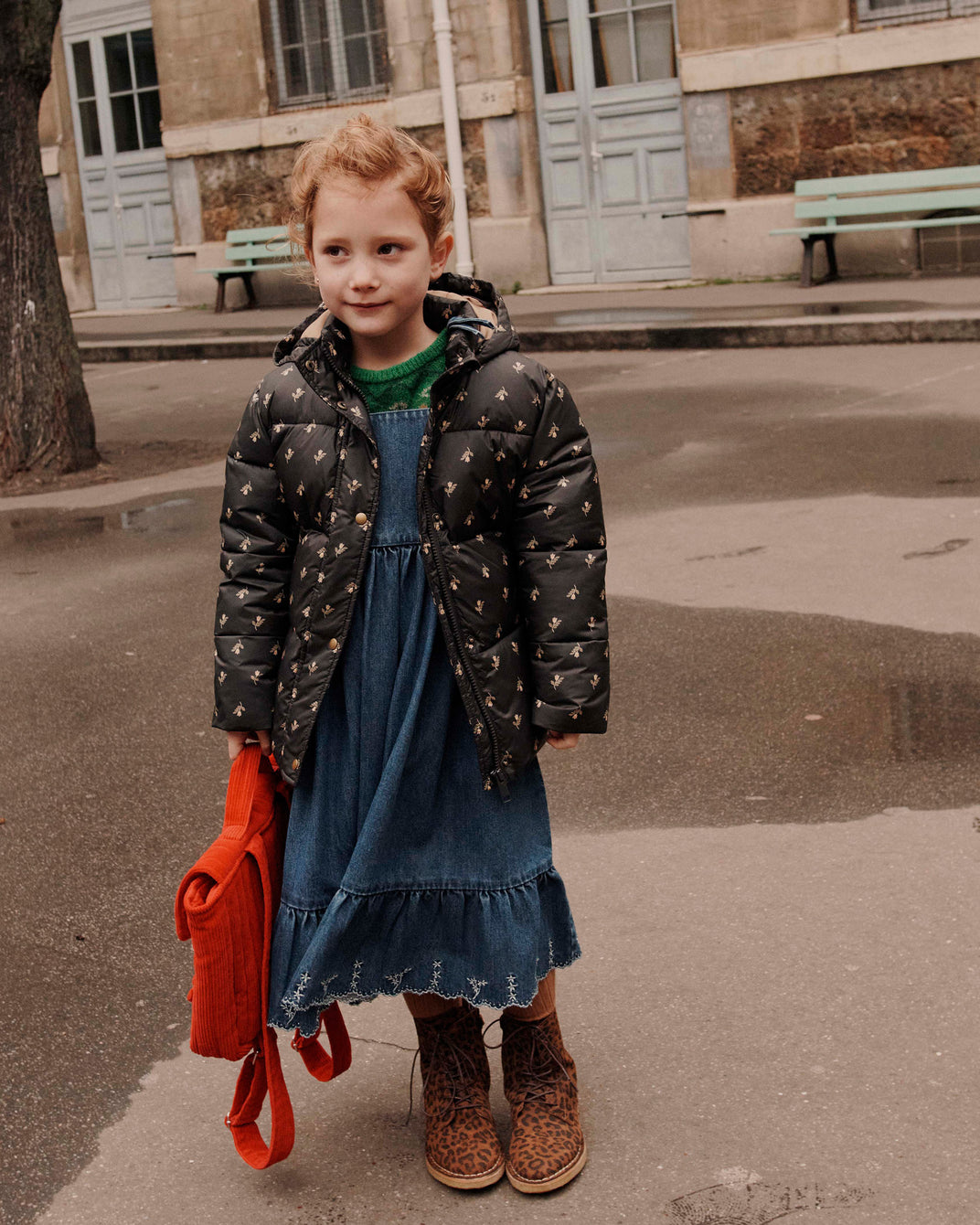 Doudoune doublée polaire jonquille bitume