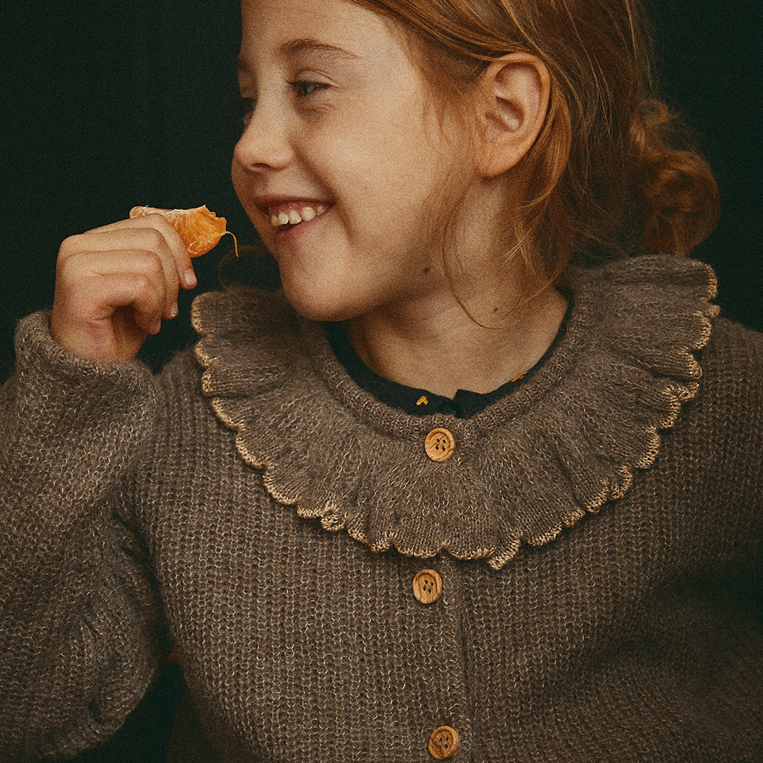 Cardigan alpaga chiné et lurex doré