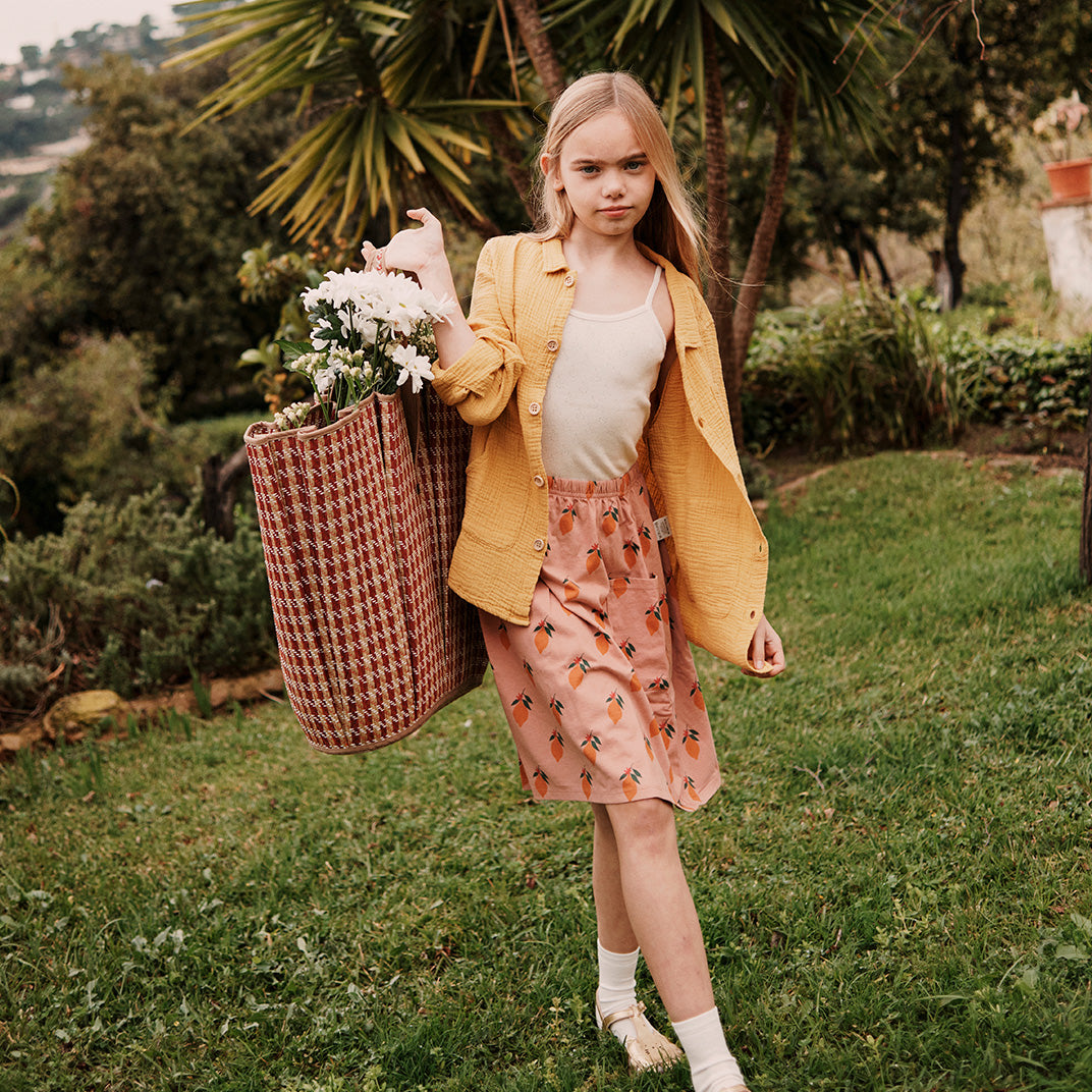 Jupe imprim e coton bio terracotta