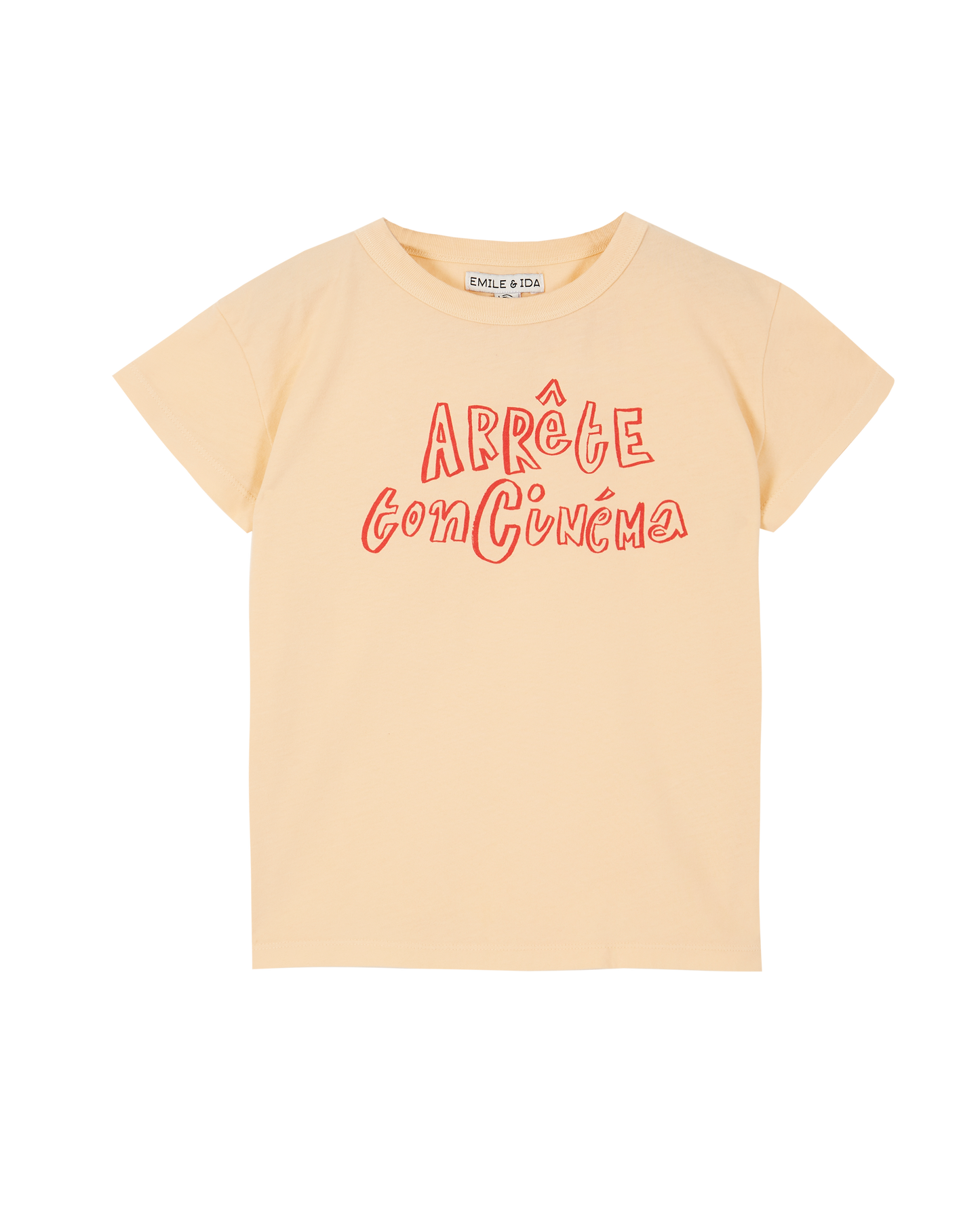 Orange organic cotton T-shirt Stop your cinema